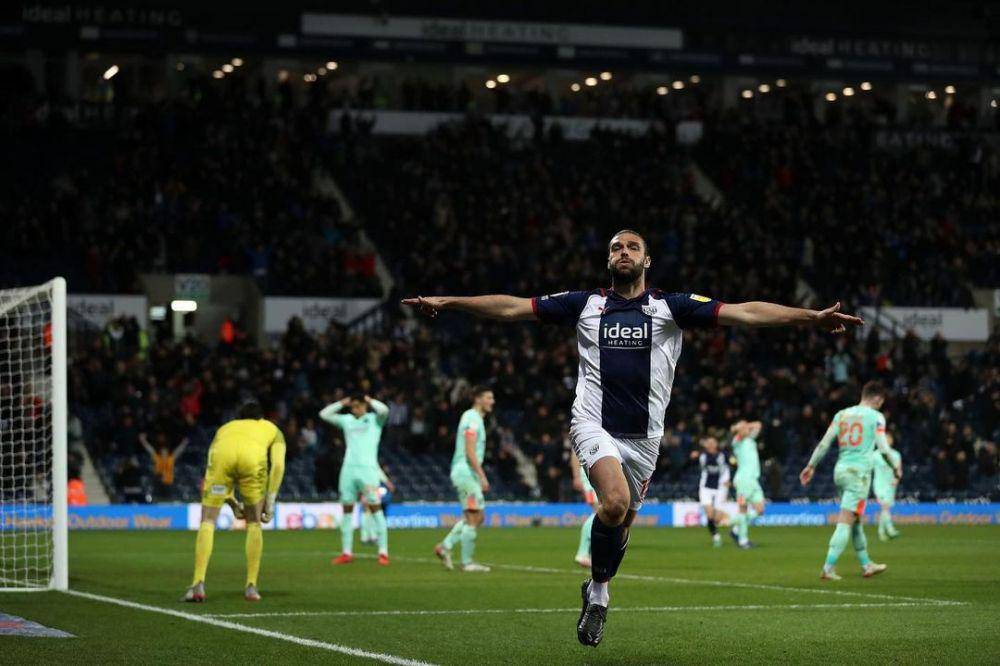 Andy Carroll melakukan selebrasi usai mencetak gol untuk West Brom. (instagram.com/andytcarroll)