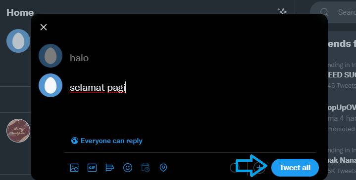 Membuat thread di Twitter (dok. Pribadi/Fajrina Annisa)