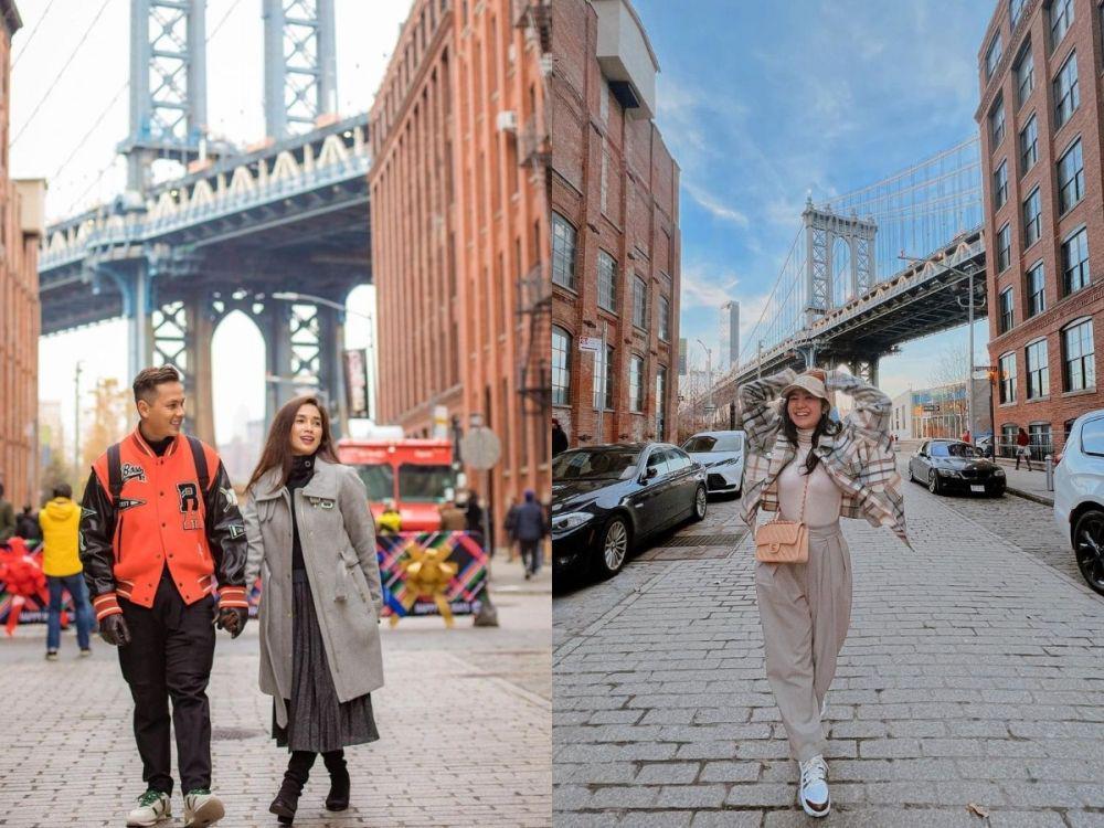 Liburan, 9 Potret Artis Indonesia Berpose di Brooklyn Bridge, Amerika