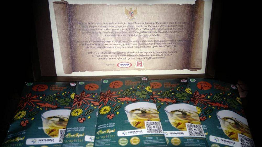 Rempah seduh atau wedang rempah dari Alam Bijak Nature Wisdom yang merupakan hasil binaan UMKM Academy Pertamina. (Dok. Pertamina)
