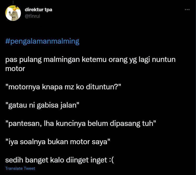 curhat pengalaman malam Minggu (twitter.com/finrul)