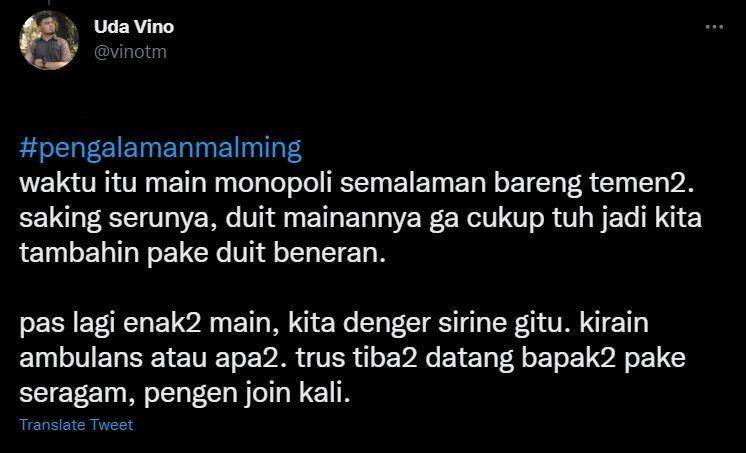 curhat pengalaman malam Minggu (twitter.com/vinotm)
