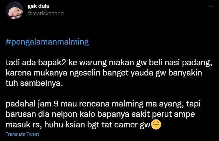 curhat pengalaman malam Minggu (twitter.com/mariskaaand)