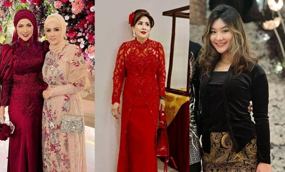 Gaya artis dan keluarga di syukuran pernikahan Venna Melinda. (Instagram.com/mulanjameela1 | Instagram.com/madeayurachma | Instagram.com/athallanaufal7)
