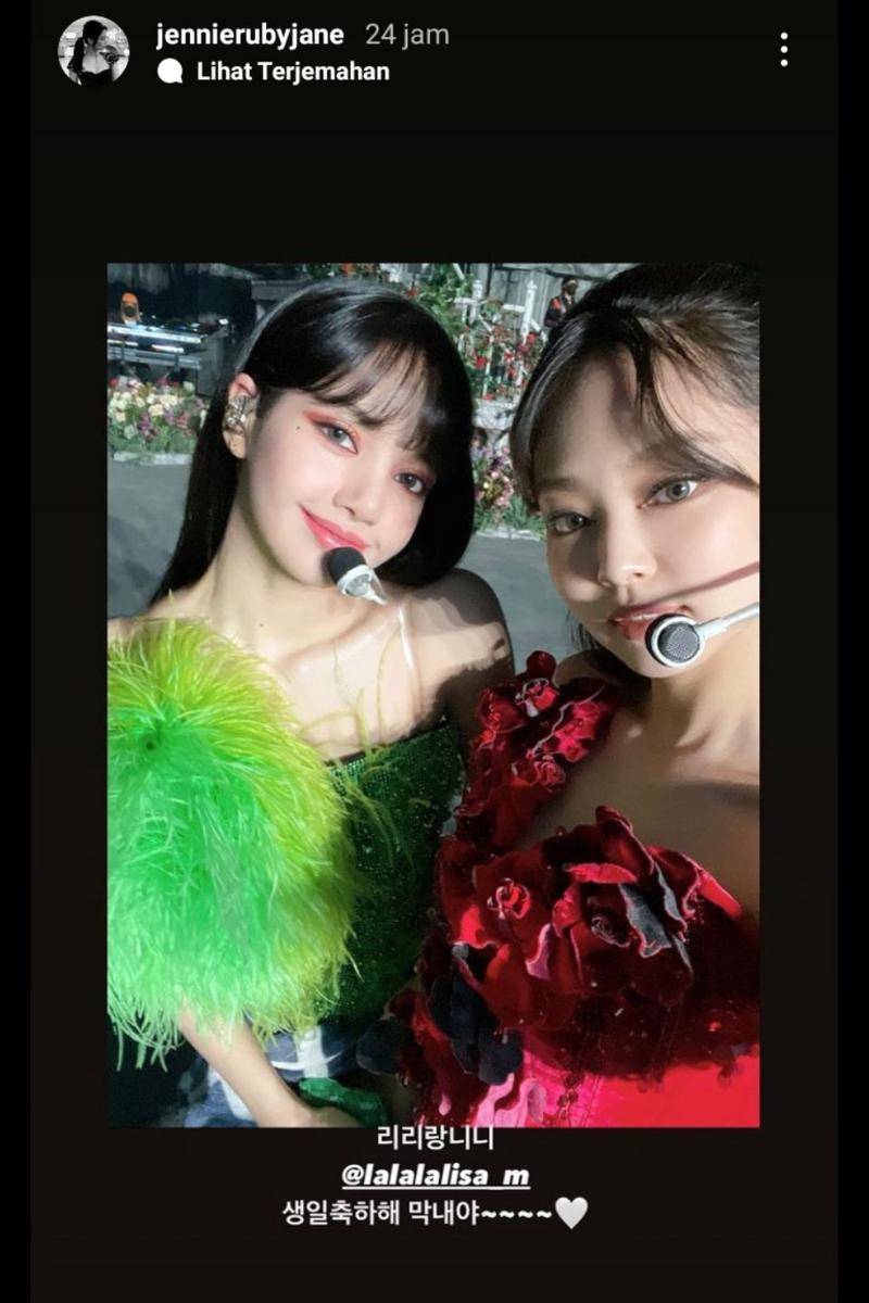 tangkapan layar ucapan ulang tahun dari Jennie untuk Lisa (instagram.com/jennierubyjane)
