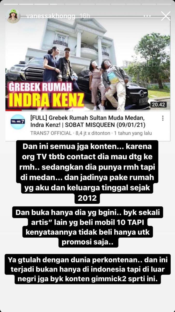 klarifikasi Vanessa Khong, pacar Indra Kenz (instagram.com/vanessakhongg)