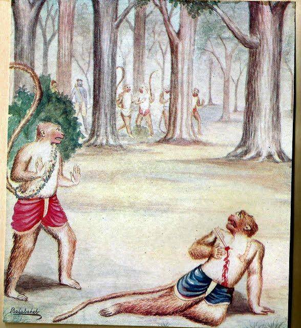 lukisan terbunuhnya Raja Wanara Bali (wikimedia.org)