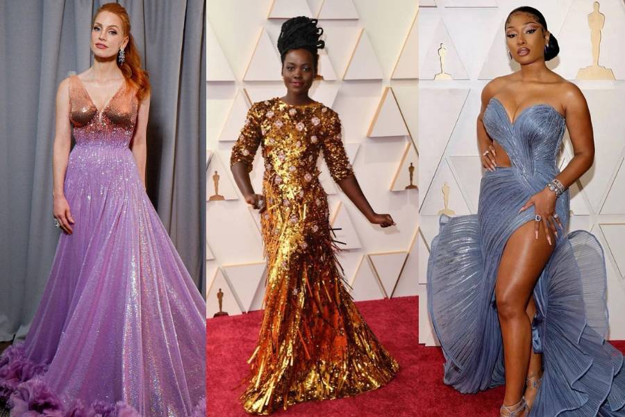 Gaya artis di acara Oscars 2022 (instagram.com/jessicachastain | instagram.com/lupitanyongo | instagram.com/theestallion)
