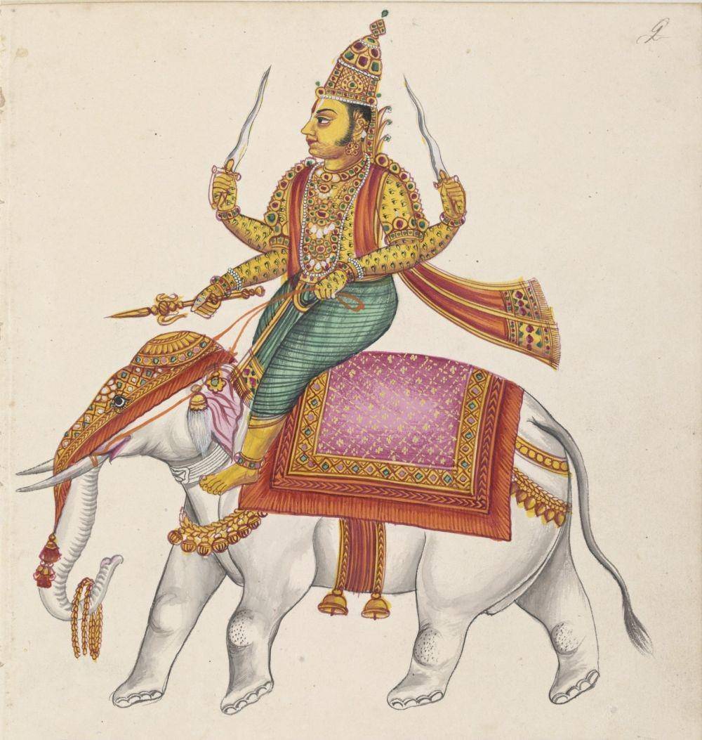 lukisan Raja Dewa Indra dengan tubuh dipenuhi mata (wikimedia.org)