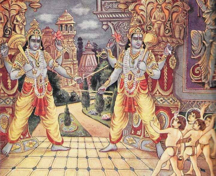 lukisan Jaya dan Wijaya mengusir Empat Kumara (quora.com)