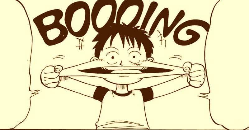 Luffy setelah makan buah Gomu Gomu. (mangaplus.shueisha.co.jp/One Piece)