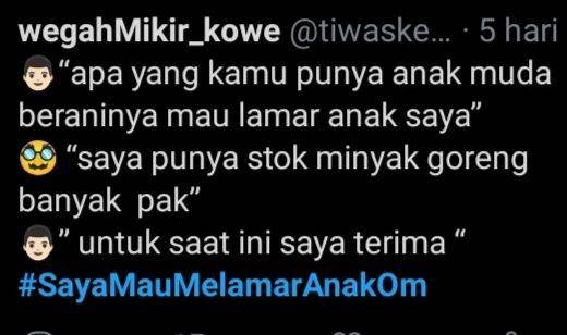 jokes receh ngelamar anak om (twitter.com/wegahmikir_kowe)