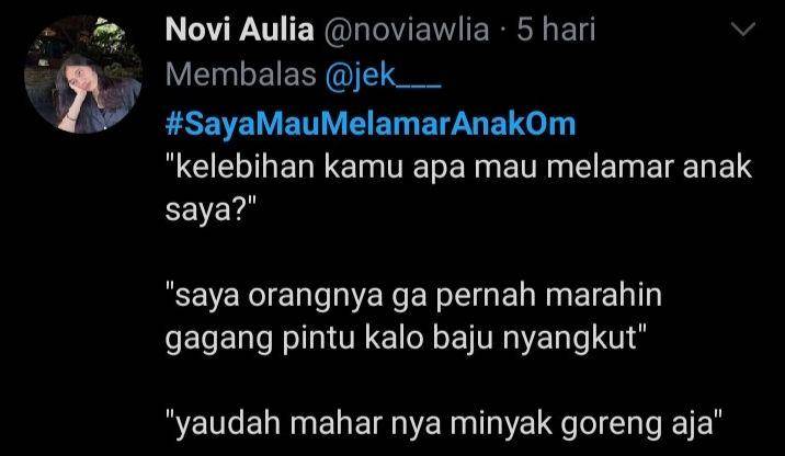 jokes receh ngelamar anak om (twitter.com/noviaulia)