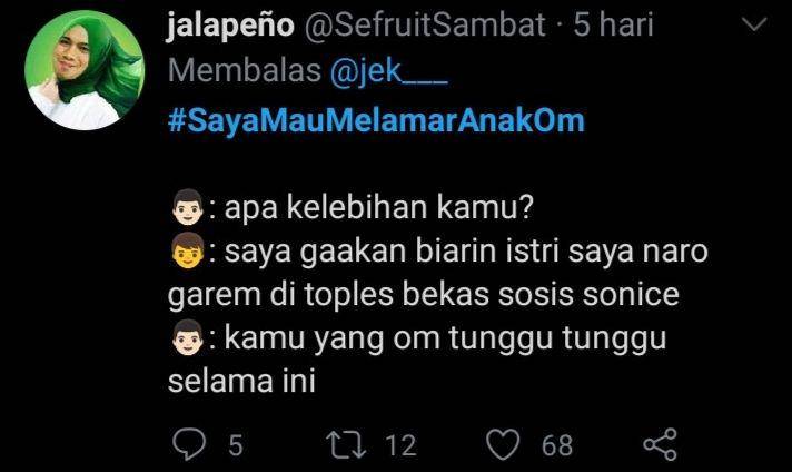 jokes receh ngelamar anak om (twitter.com/jalapeno)