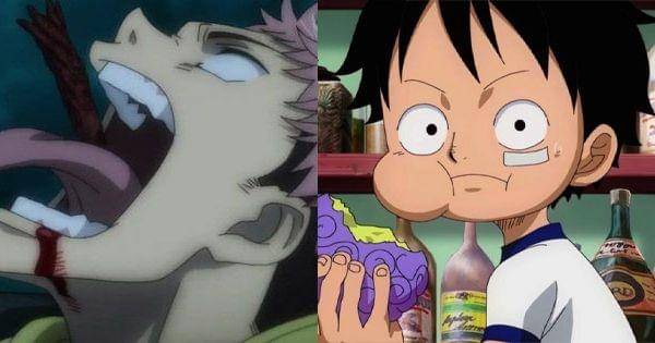 Itadori dan Luffy memakan objek untuk mendapat kekuatan spesial (Dok. Toei Animation/One Piece)(Dok. Mappa/Jujutsu Kaisen)