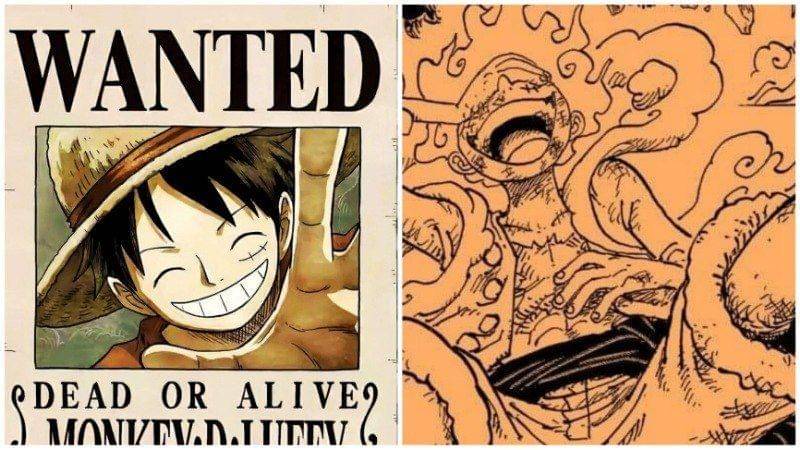 Poster bounty Luffy dan Gear 5 Luffy. (Dok. Toei Animation/One Piece, dok. Shueisha/One Piece)