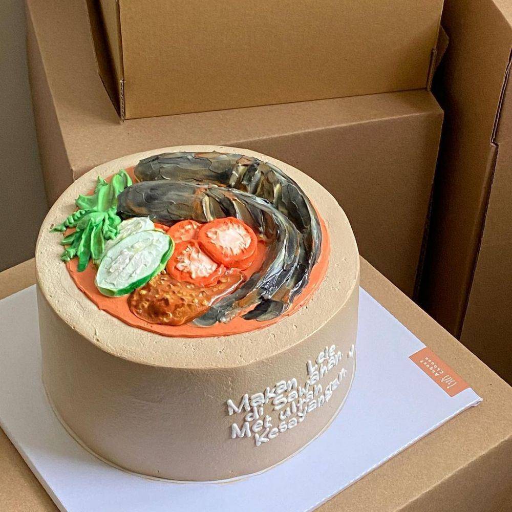 ide kue ulang tahun tema pecel lele (instagram.com/augustchoose)