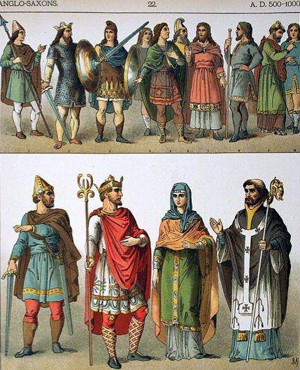 Ilustrasi Anglo-Saxon dalam Costumes of All Nations (1882). (commons.wikimedia.org/Albert Kretschmer)