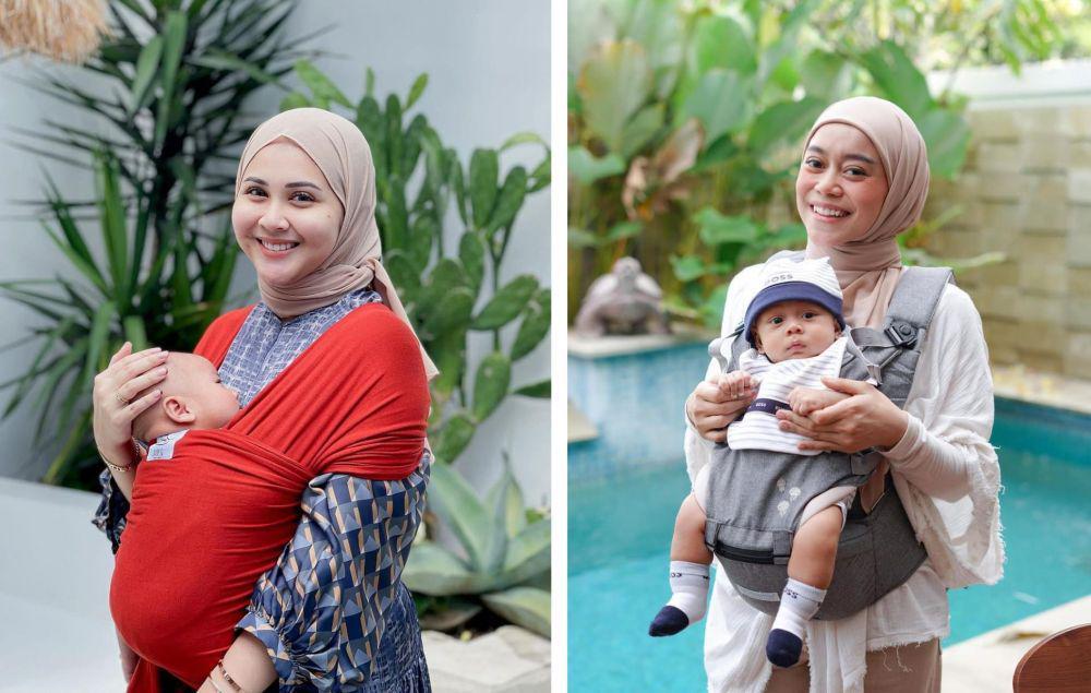 9 Potret Artis Berhijab saat Gendong Anak Pertama, Tetap Stylish!