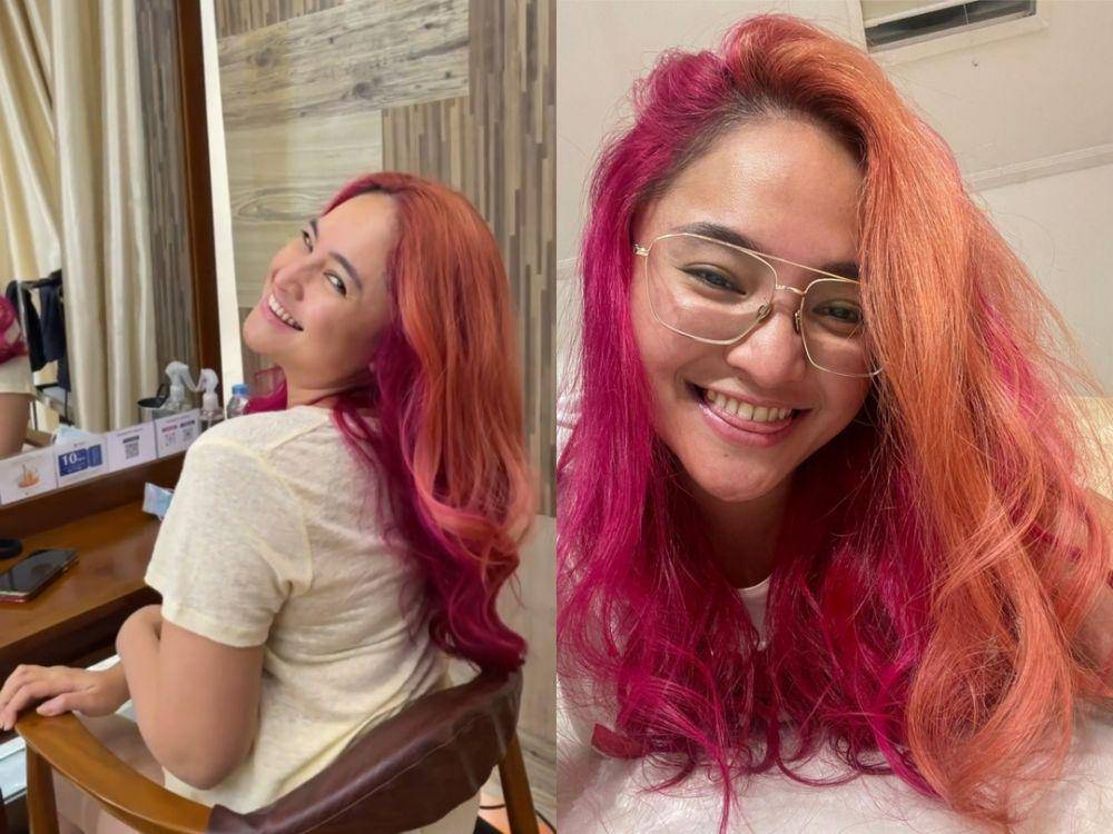 Marshanda mengganti warna rambutnya menjadi peach dan hot pink. (instagram.com/marshanda99)