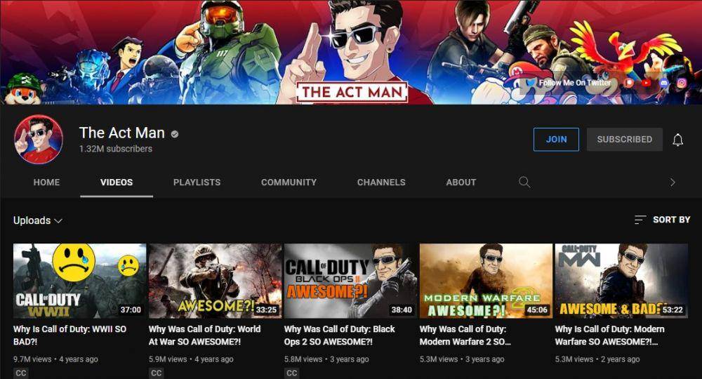 Channel YouTube The Act Man (dok. YouTube/The Act Man)