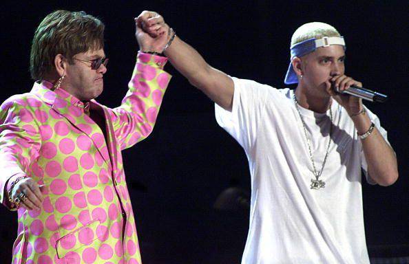 Elton John dan Eminem di Grammy (twitter.com/XXL)