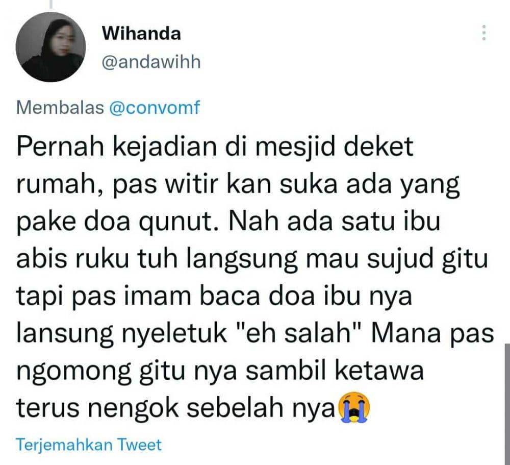 cerita lucu saat tarawih (twitter.com/andawihh)