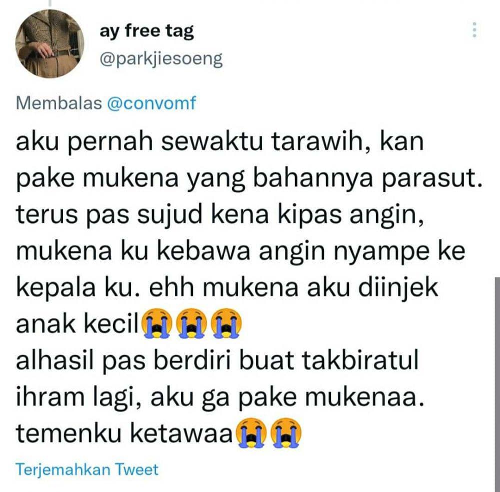 cerita lucu saat tarawih (twitter.com/parkjiesoeng)