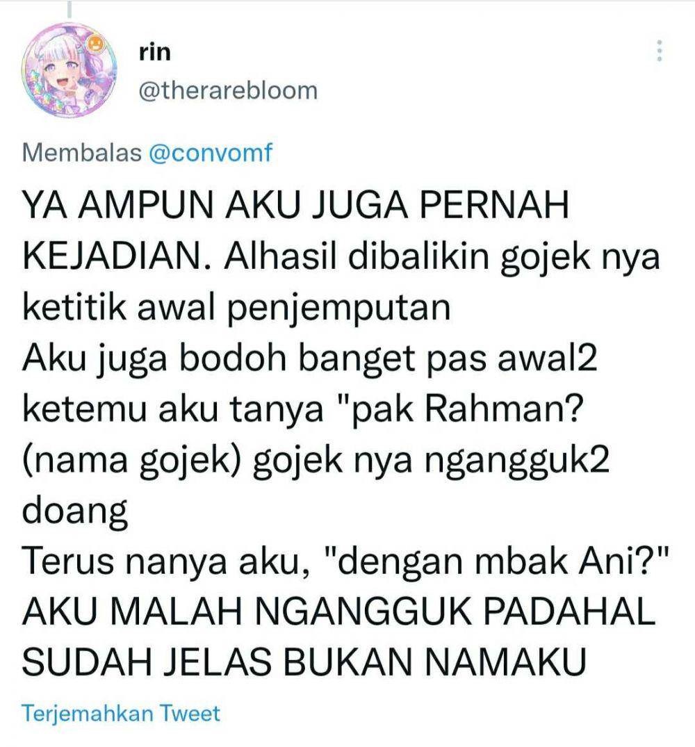 cerita naik ojek online (twitter.com/therarebloom)