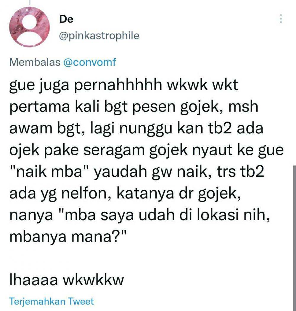 cerita naik ojek online (twitter.com/pinkastrophile)
