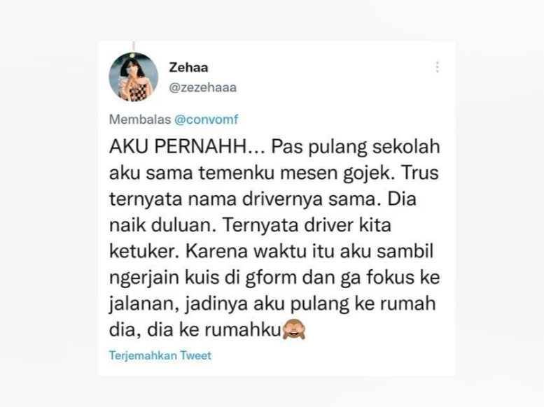 cerita naik ojek online (twitter.com/zezehaaa)