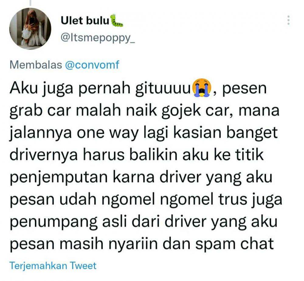 cerita naik ojek online (twitter.com/Itsmepoppy_)
