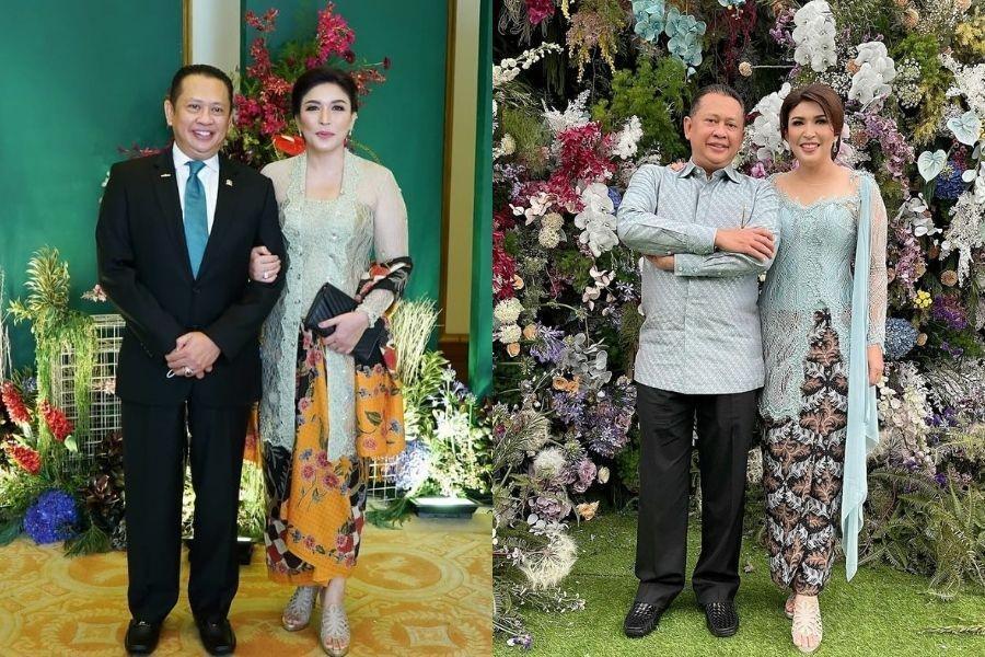 9 OOTD Couple untuk Kondangan ala Dewi Bamsoet, Kebayanya Memikat Hati