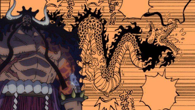 Tubuh Kaido menjadi aneh saat dilawan Luffy. (Dok. Shueisha/One Piece)