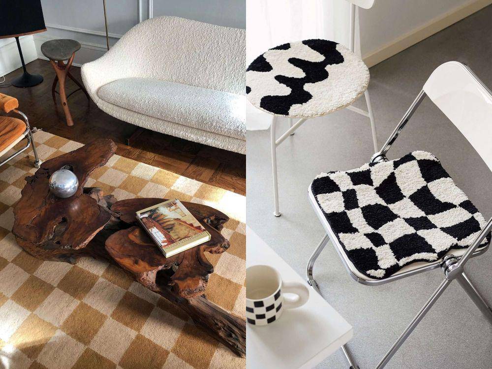 checkerboard rug (instagram.com/carefullypicked | instagram.com/heyude_official)