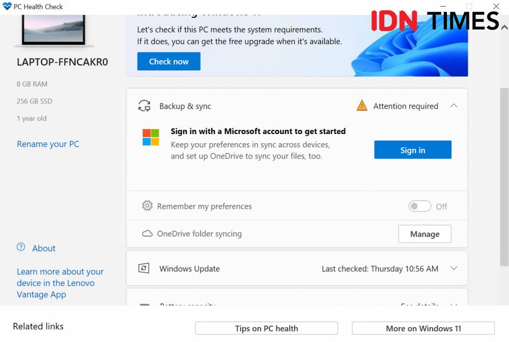 ilustrasi aplikasi PC Health Check (IDN Times/Rifki Wuda Sudirman)