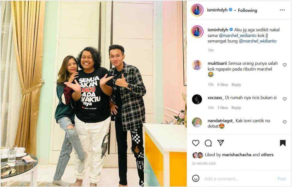 Dukungan Marshel Widianto (Instagram.com/isminhdyh/)