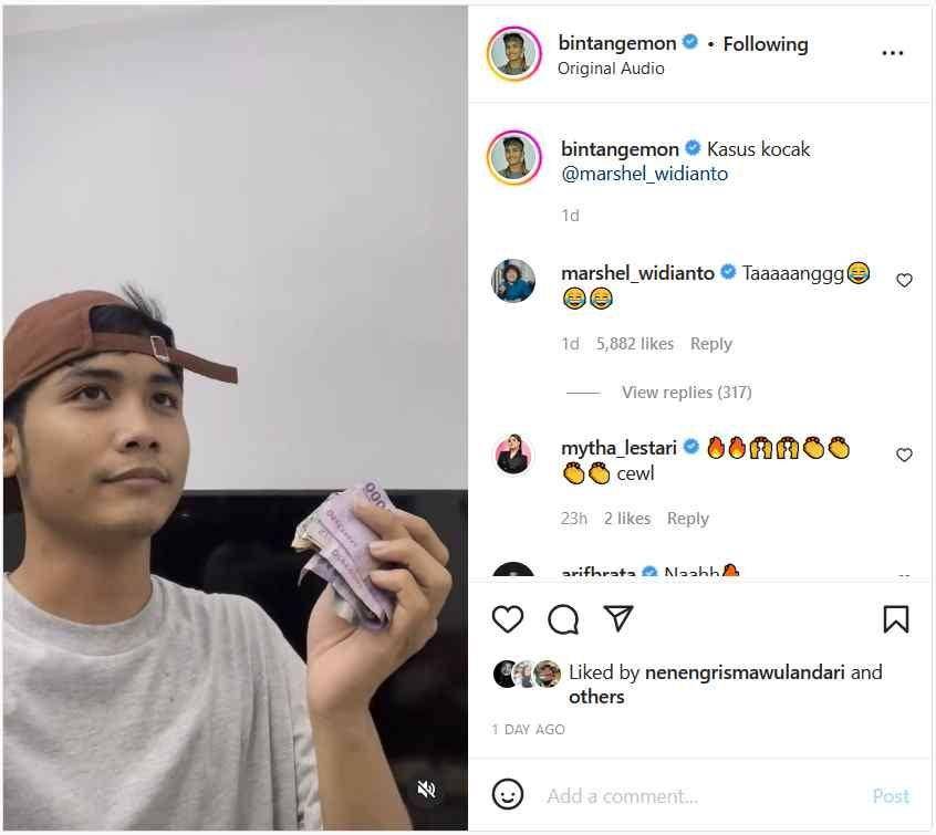 Dukungan Marshel Widianto (Instagram.com/bintangemon/)