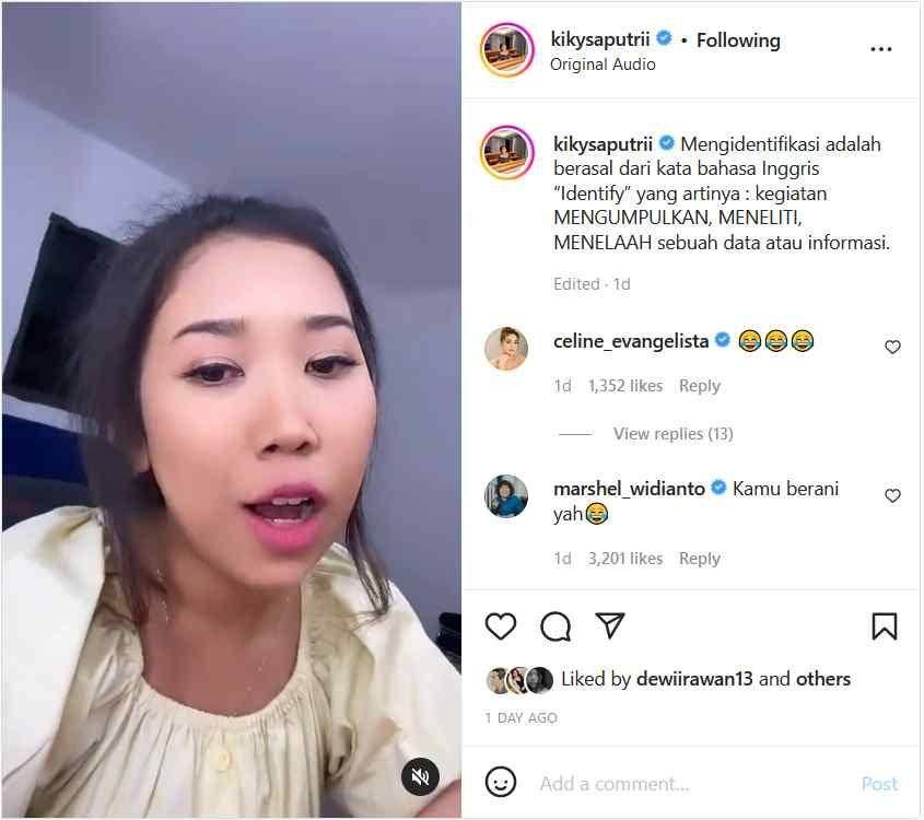 Dukungan Marshel Widianto (Instagram.com/kikysaputrii/)