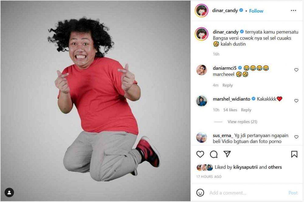 Dukungan Marshel Widianto (Instagram.com/dinar_candy/)