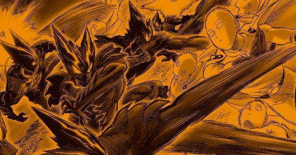 Garou dan Saitama baku hantam ( tonarinoyj.jp/One Punch Man )