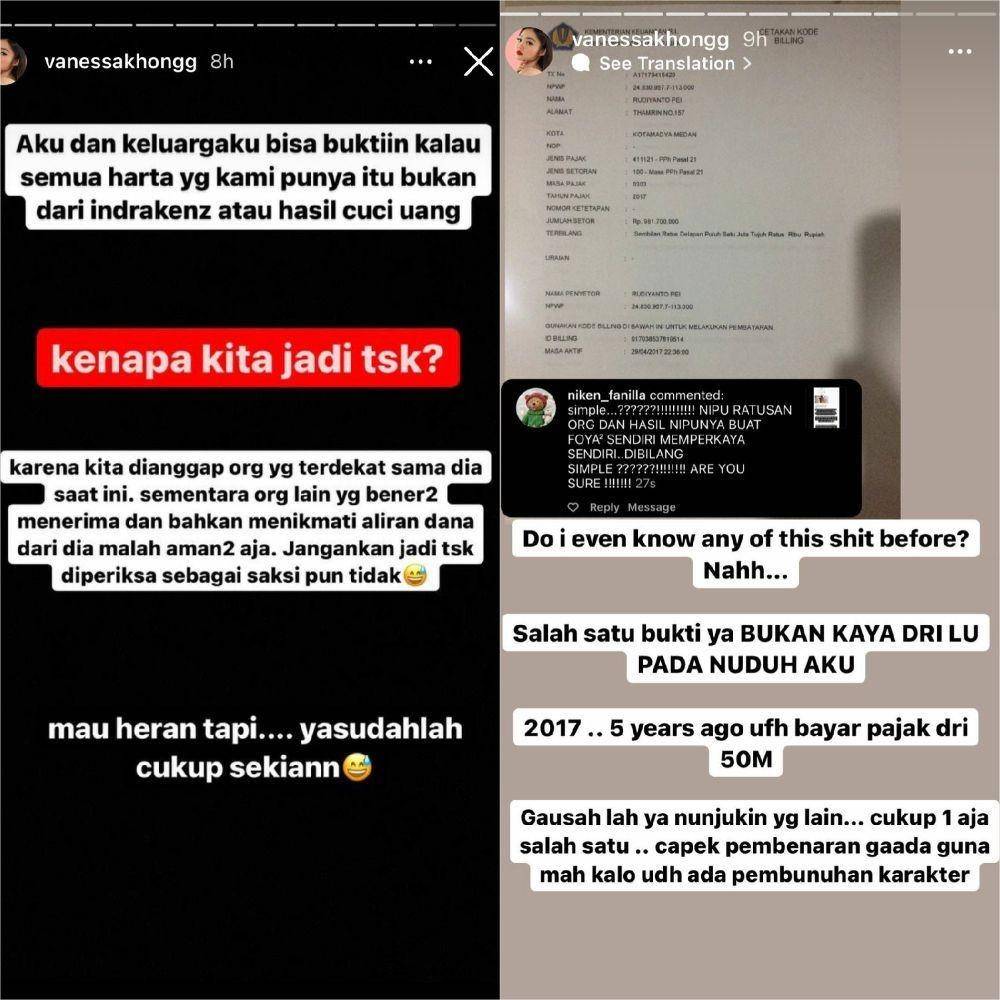 Vanessa Khong soal jadi tersangka di kasus Indra Kenz (instagram.com/vanessakhongg)