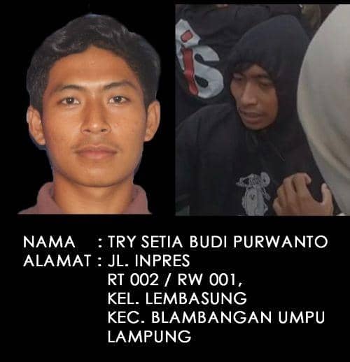 Foto Try Budi Setya Purwanto warga Kampung Lembasung Kecamatan Blambangan Umpu Kabupaten Way Kanan Provinsi Lampung tesebar di media sosial diduga terlibat pengeroyokan saat unjuk rasa di Jakarta. (Twitter.com/Jogoboyo).