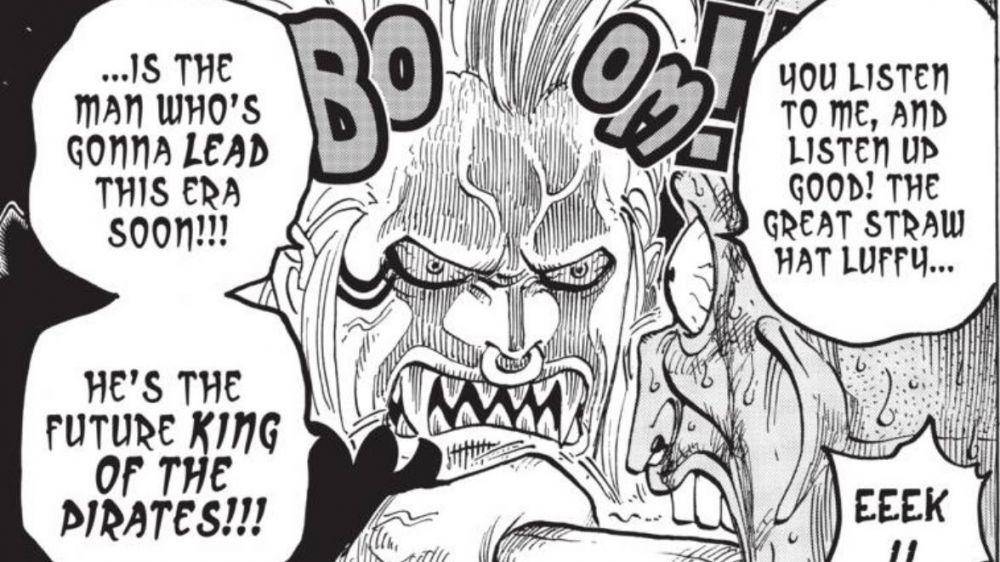 Bartolomeo memotong wajah seseorang yang menghina Luffy. (dok. Shueisha/One Piece)
