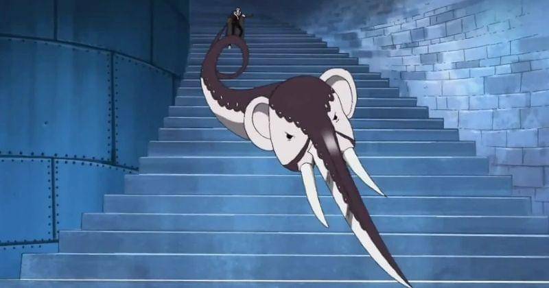 Funkfreed dalam wujud setengah pedang. (Toei Animation/One Piece)