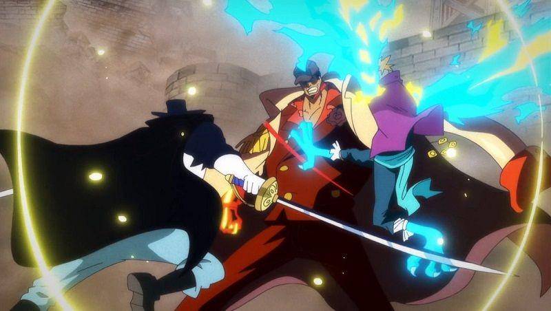 Vista dan Marco mencoba menyerang Akainu. (Dok. Toei Animation/One Piece)