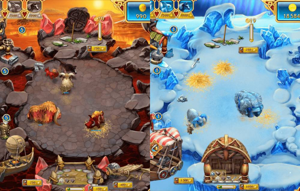 gameplay Nilfheimr Ice dan Nilfheimr Fire (dok. Melesta/Farm Frenzy: Viking Heroes)