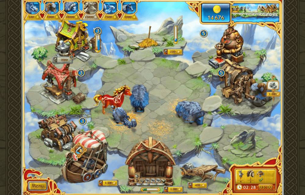 gameplay Vanaheimr (dok. Melesta/Farm Frenzy: Viking Heroes)