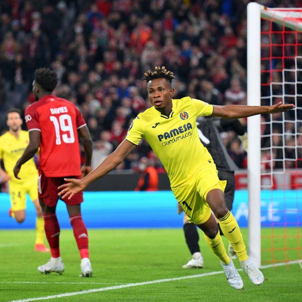 Chukwueze usai menjebol gawang Bayern Munich. (instagram.com/ChampionsLeague)