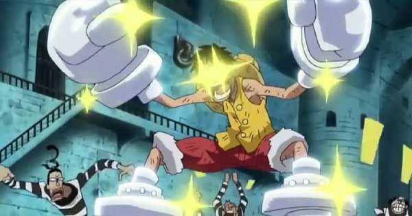 Luffy mendapat sarung tinju lilin untuk menghadapi Magellan ( Dok. Toei Animation/One Piece __